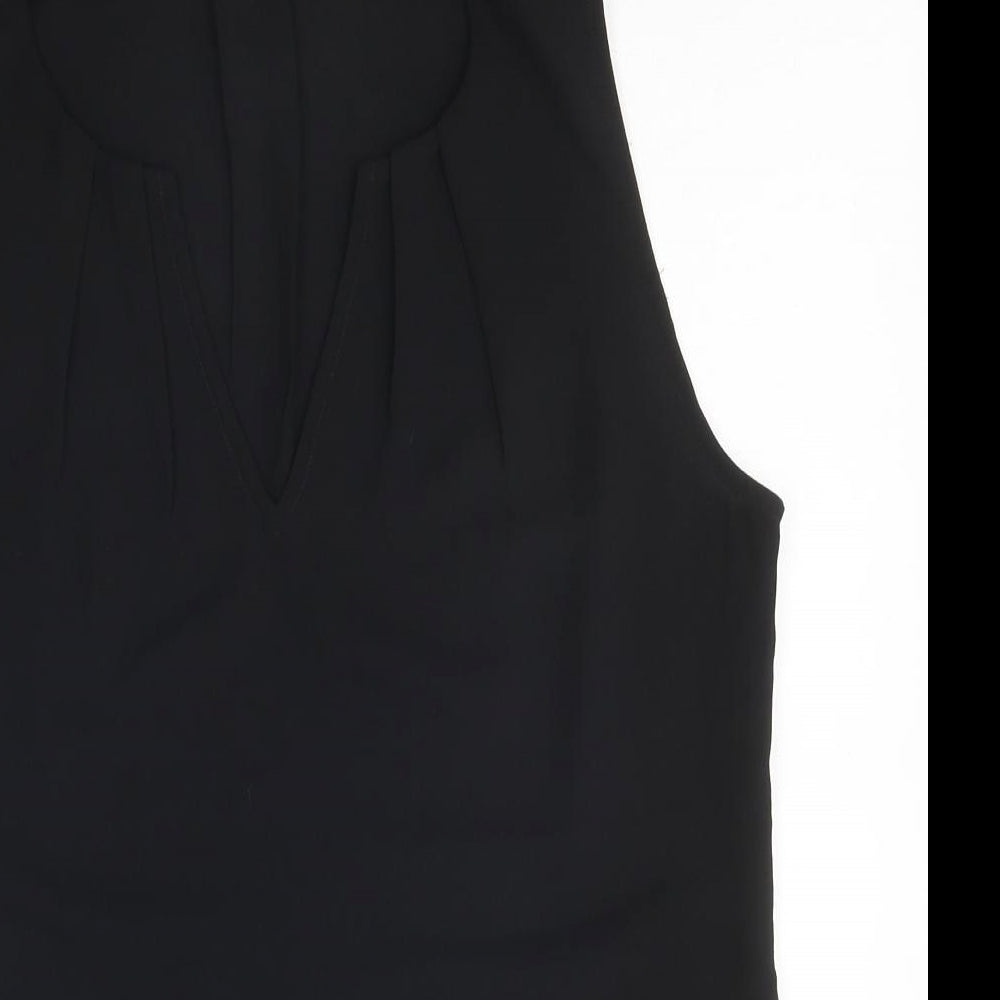 Peacocks Womens Black Polyester Basic Blouse Size 16 V-Neck