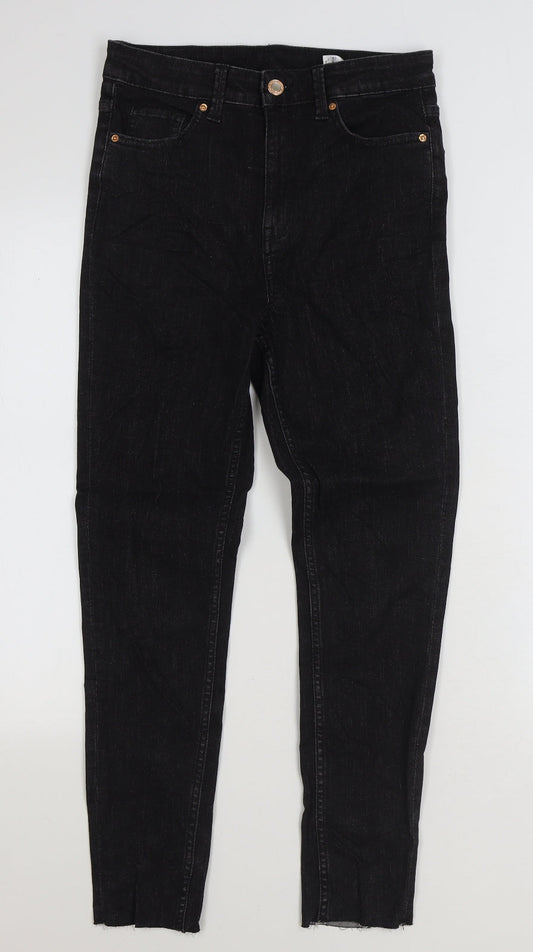 Marks and Spencer Womens Black Cotton Skinny Jeans Size 10 L26 in Regular Zip