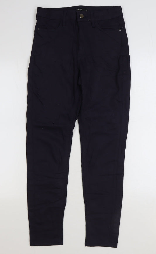 Marks and Spencer Womens Blue Cotton Skinny Jeans Size 10 L28 in Regular Zip