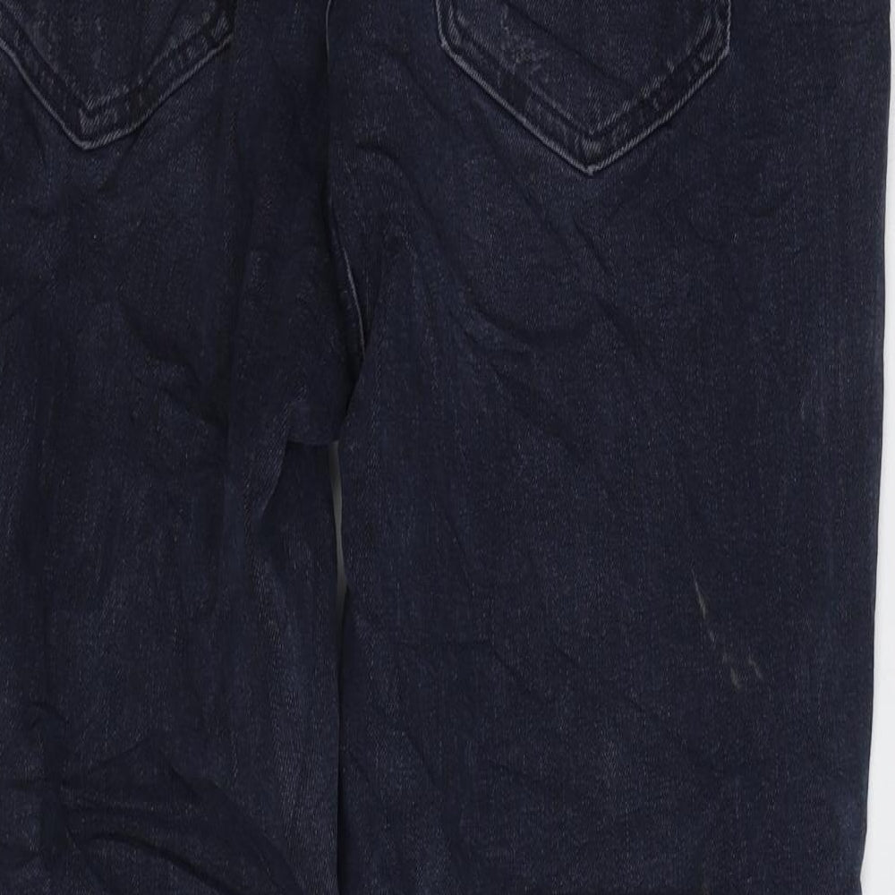 Marks and Spencer Womens Blue Cotton Mom Jeans Size 14 L24 in Regular Zip - Cropped