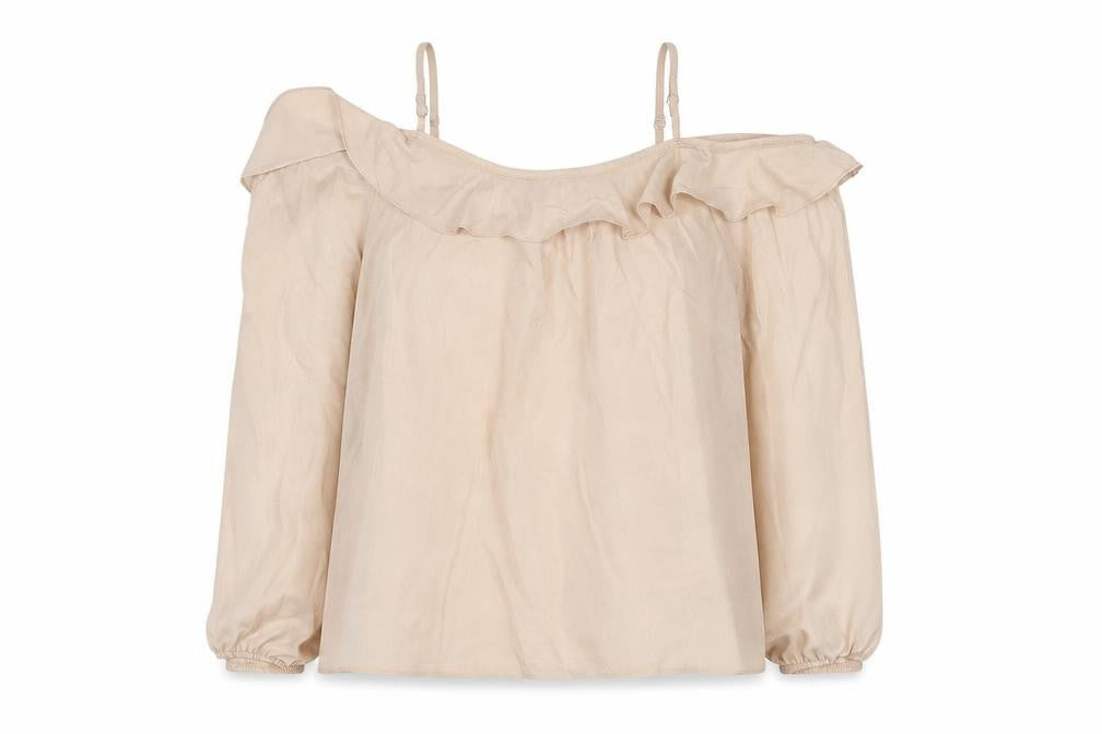 Dorothy Perkins Womens Beige Polyester Basic Blouse Size 8 Boat Neck