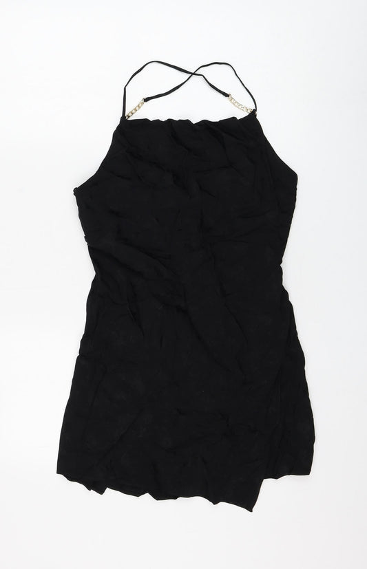 Zara Womens Black Floral Viscose Shift Size XS Square Neck Pullover