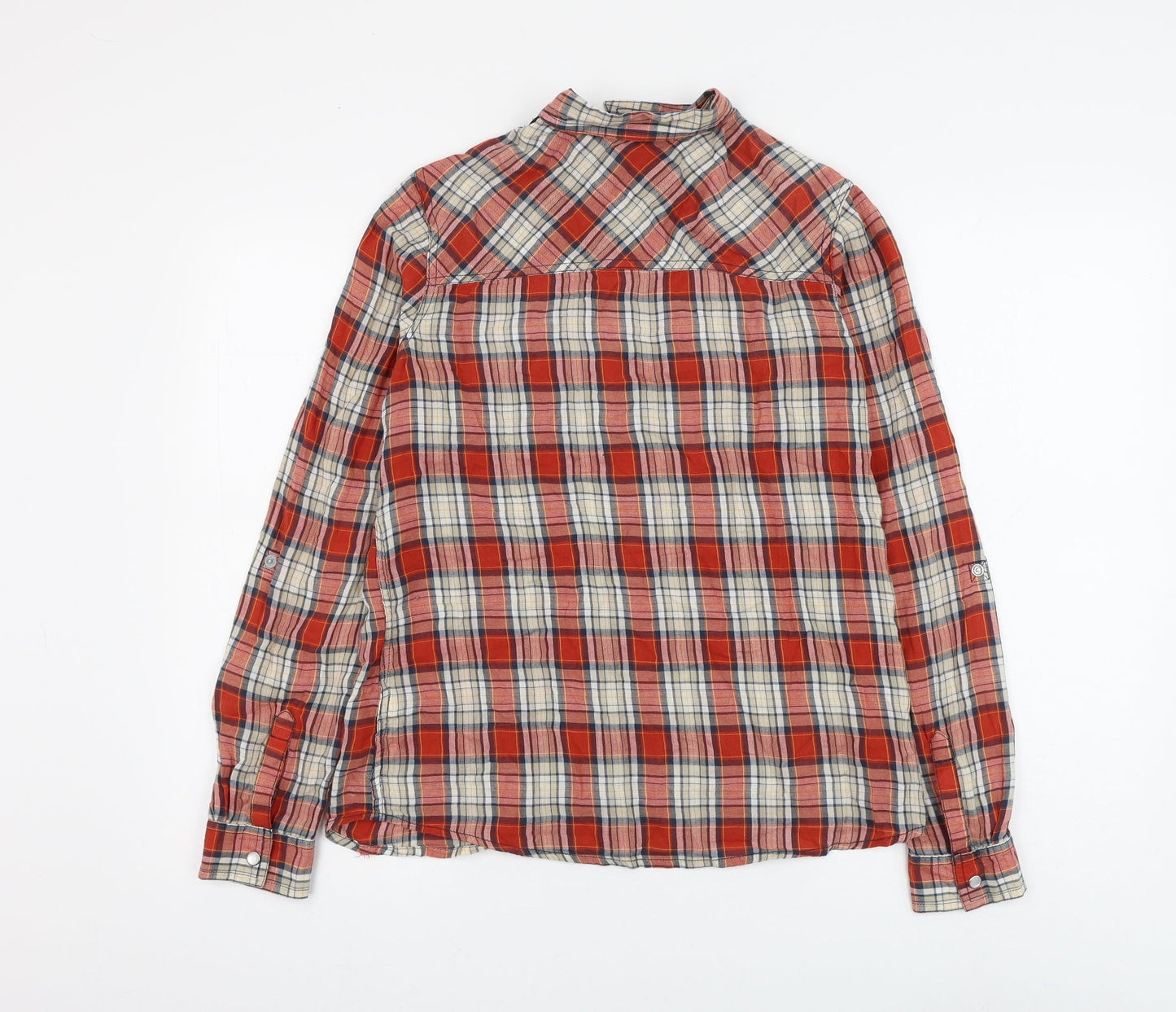 Marks and Spencer Womens Red Plaid Cotton Basic Button-Up Size 10 Collared