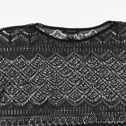 Atmosphere Womens Black Geometric Polyester Basic Blouse Size 6 Round Neck