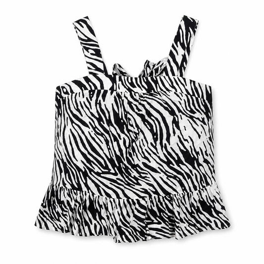 Marks and Spencer Womens White Animal Print Cotton Basic Blouse Size 16 Square Neck - Zebra Print