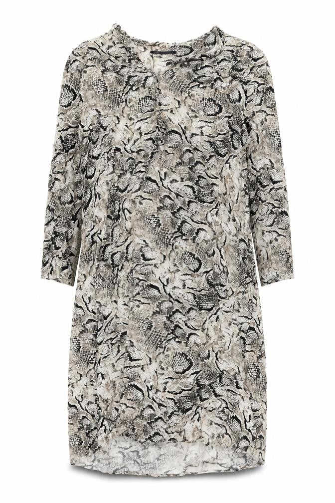 Marks & Spencer Womens Beige Animal Print Viscose Shift Size M V-Neck Pullover - Snake Print