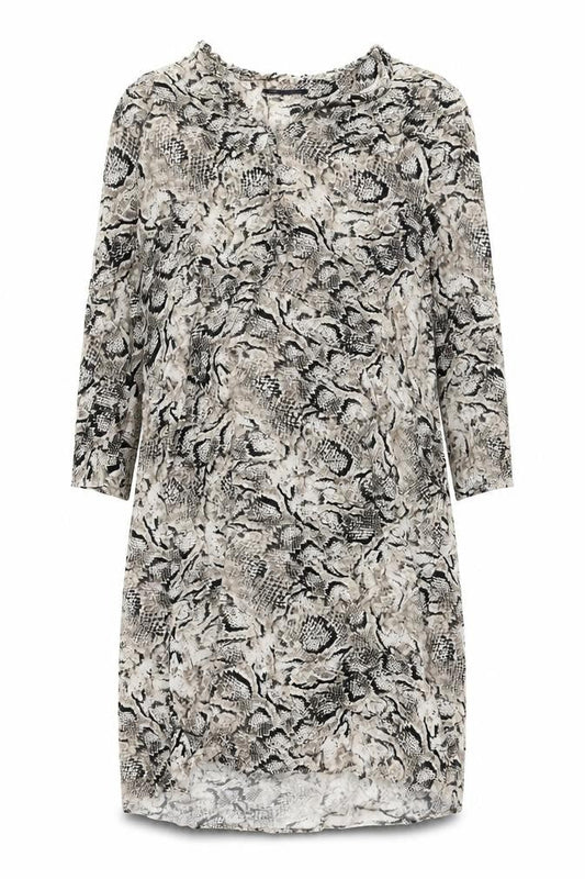 Marks & Spencer Womens Beige Animal Print Viscose Shift Size M V-Neck Pullover - Snake Print