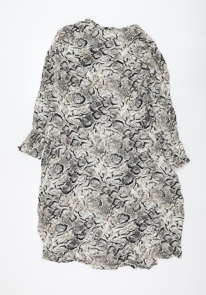 Marks & Spencer Womens Beige Animal Print Viscose Shift Size M V-Neck Pullover - Snake Print