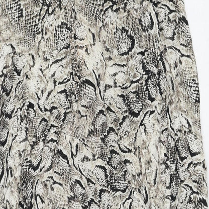 Marks & Spencer Womens Beige Animal Print Viscose Shift Size M V-Neck Pullover - Snake Print