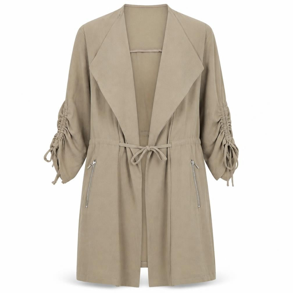 Primark Womens Brown Jacket Blazer Size 4 Tie