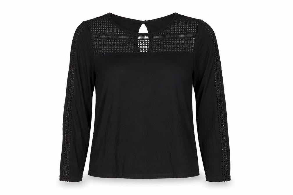H&M Womens Black Geometric Viscose Basic Blouse Size S Round Neck