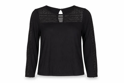 H&M Womens Black Geometric Viscose Basic Blouse Size S Round Neck