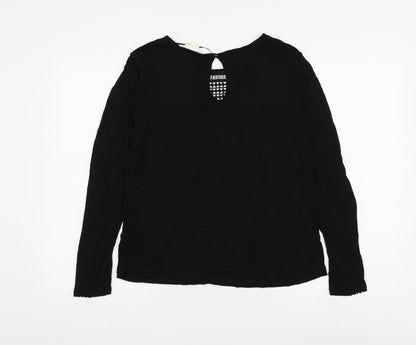 H&M Womens Black Geometric Viscose Basic Blouse Size S Round Neck