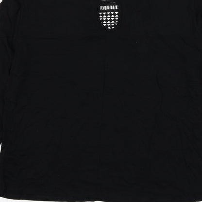 H&M Womens Black Geometric Viscose Basic Blouse Size S Round Neck