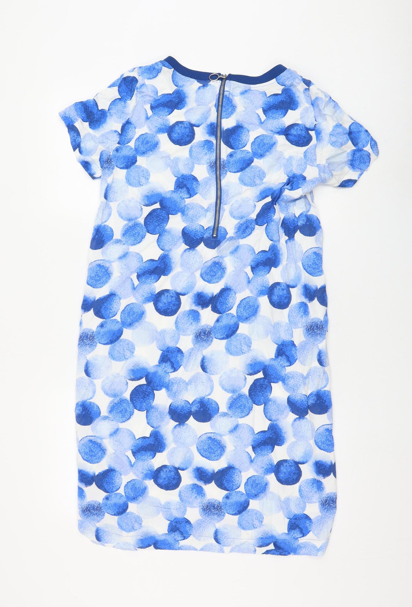 Sandwich Womens Blue Geometric Viscose Shift Size 6 Round Neck Zip