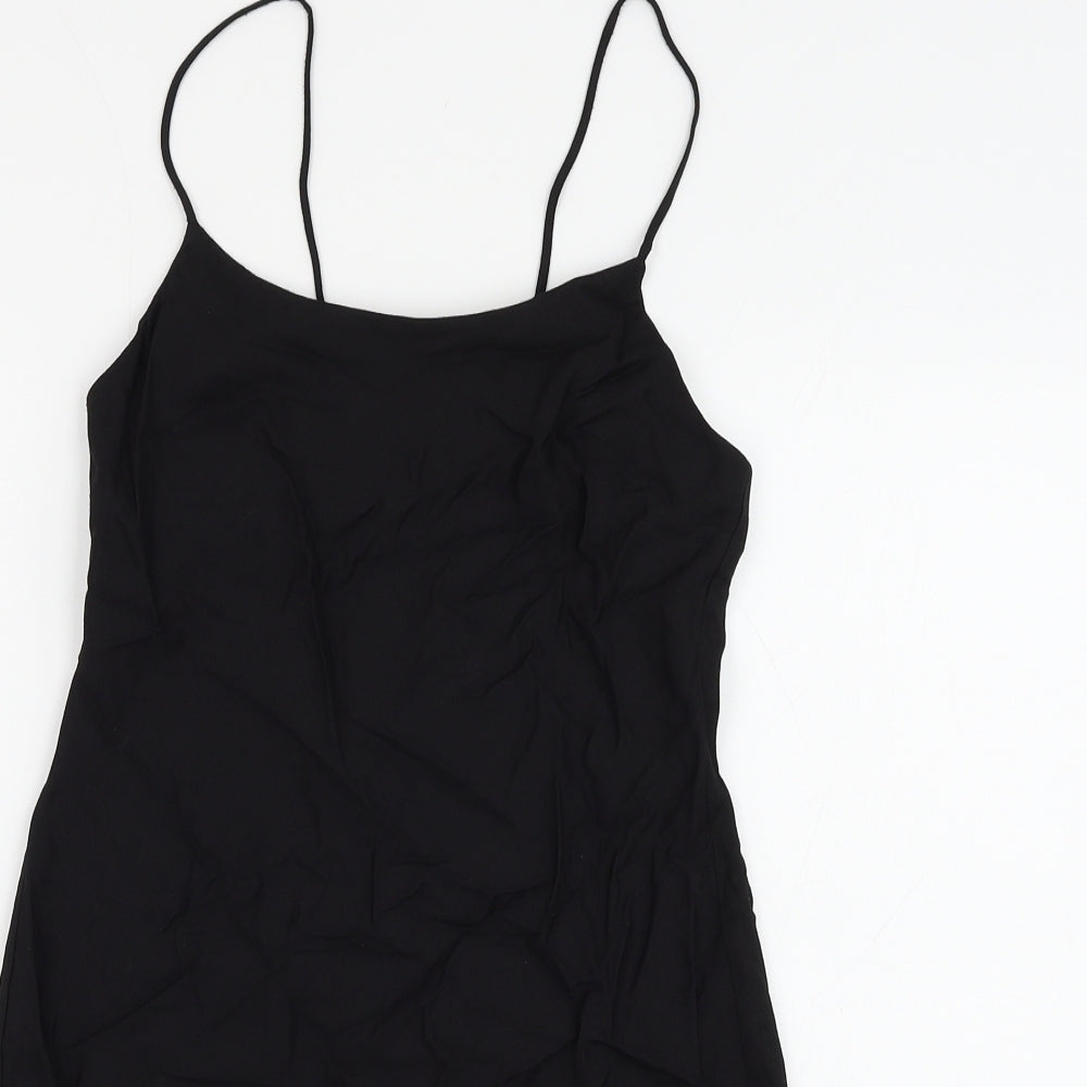 ASOS Womens Black Viscose Mini Size 8 Square Neck Pullover
