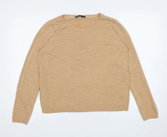 Marks and Spencer Womens Beige Round Neck Acrylic Pullover Jumper Size 16