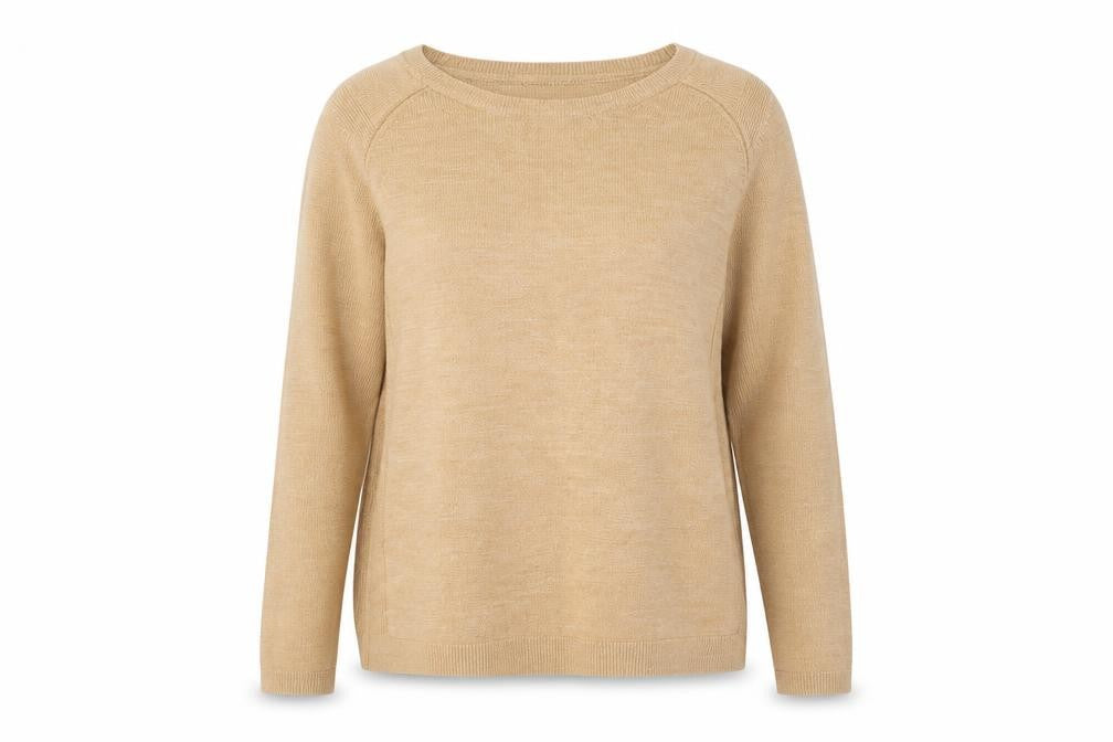 Marks & Spencer Womens Beige Round Neck Acrylic Pullover Jumper Size 16