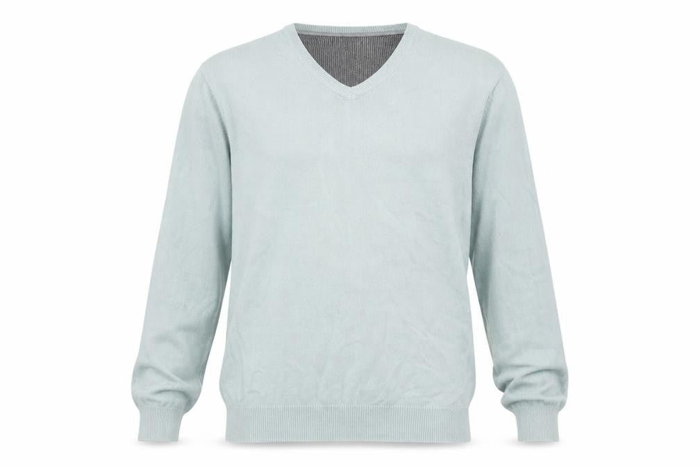 Preworn Mens Blue V-Neck Cotton Pullover Jumper Size 2XL
