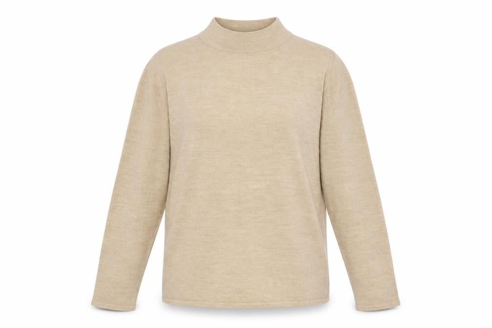 Bonmarché Womens Beige Mock Neck Acrylic Pullover Jumper Size M