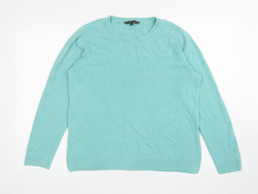 Bonmarché Womens Blue Round Neck Acrylic Pullover Jumper Size 16