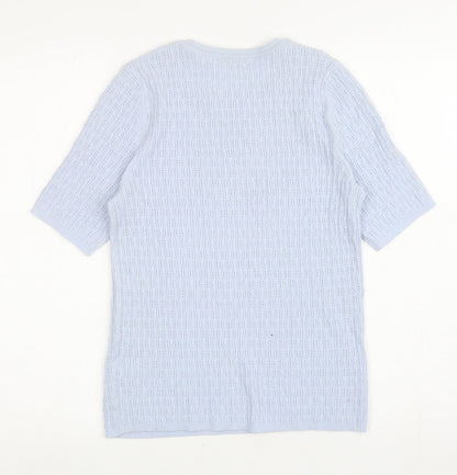 Tu Womens Blue Round Neck Viscose Pullover Jumper Size 14
