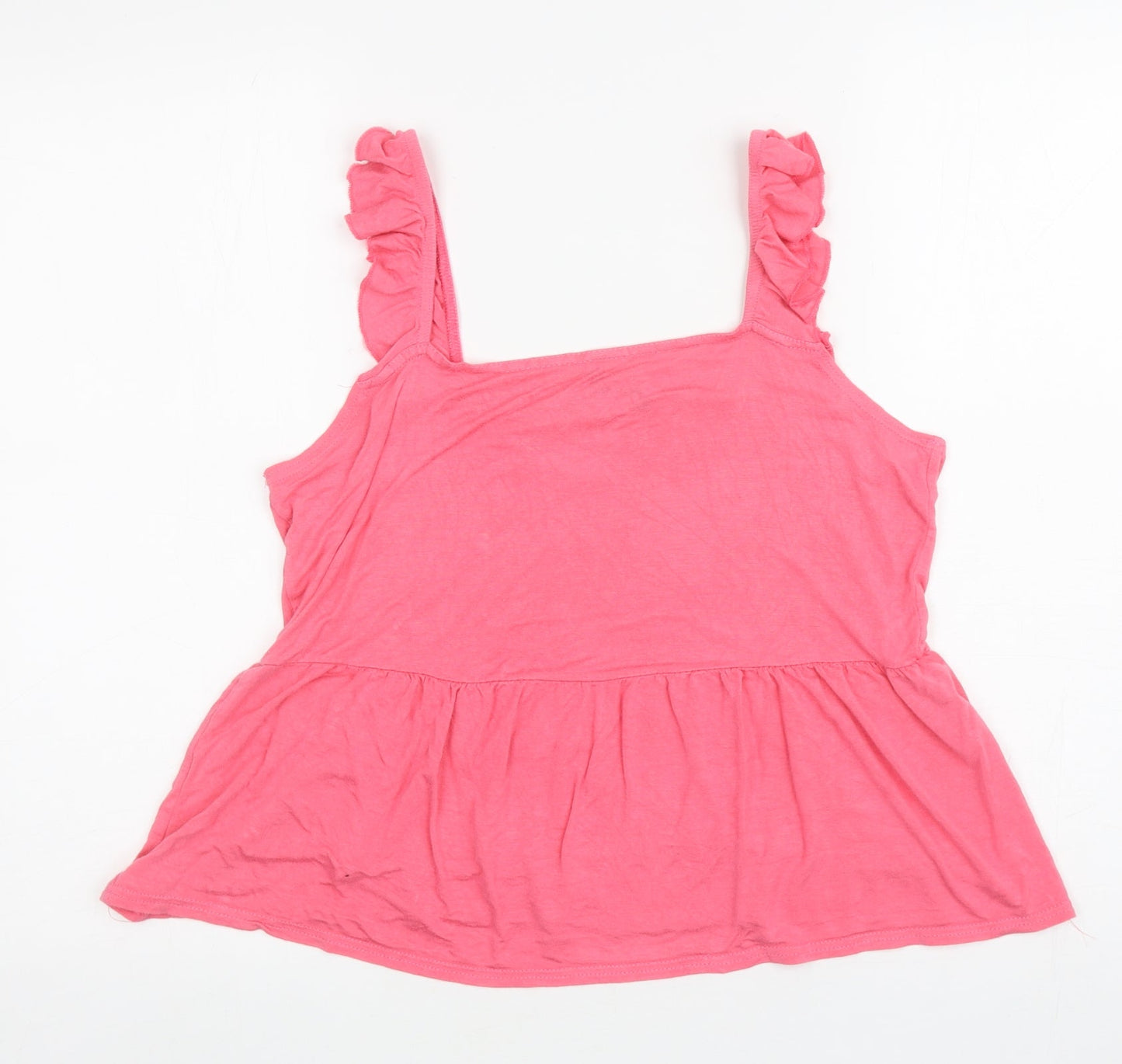 Peacocks Womens Pink Viscose Basic Tank Size 14 Square Neck