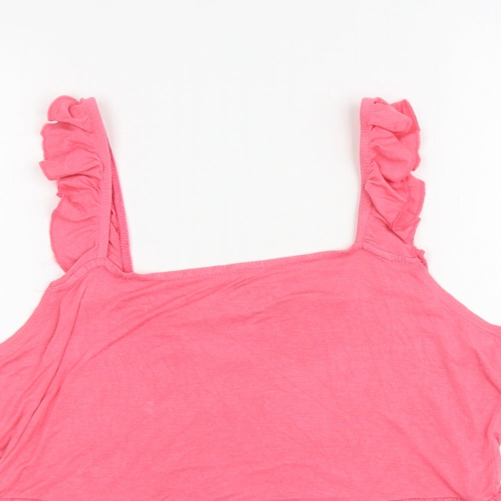 Peacocks Womens Pink Viscose Basic Tank Size 14 Square Neck