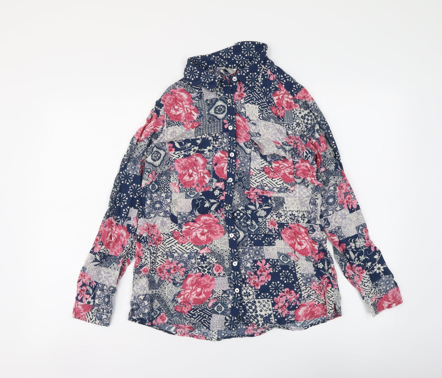 Monsoon Womens Multicoloured Floral Viscose Basic Button-Up Size 8 Collared