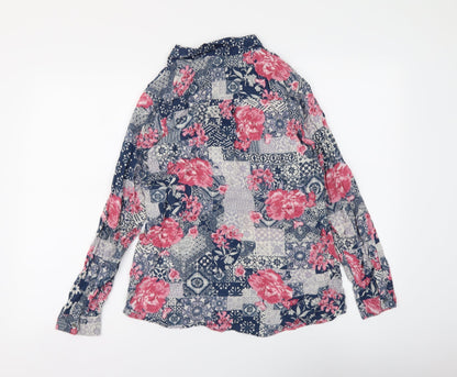 Monsoon Womens Multicoloured Floral Viscose Basic Button-Up Size 8 Collared