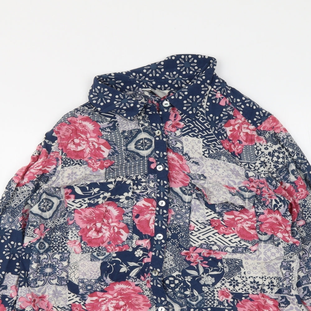 Monsoon Womens Multicoloured Floral Viscose Basic Button-Up Size 8 Collared
