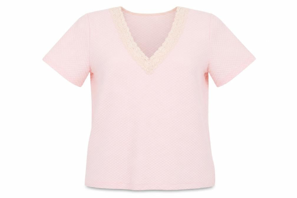 Berkertex Womens Pink Polyester Basic T-Shirt Size 14 V-Neck