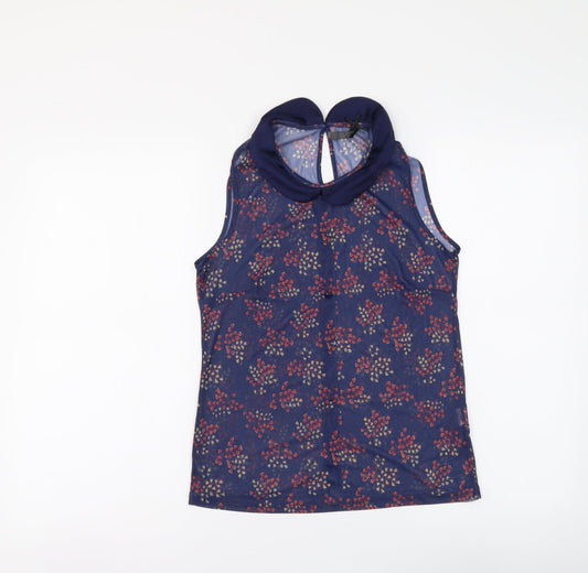 Atmosphere Womens Blue Geometric Polyester Basic Tank Size 10 Collared