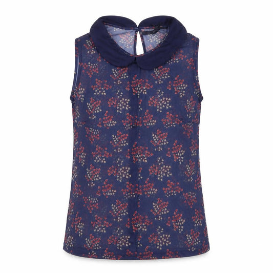 Atmosphere Womens Blue Geometric Polyester Basic Tank Size 10 Collared