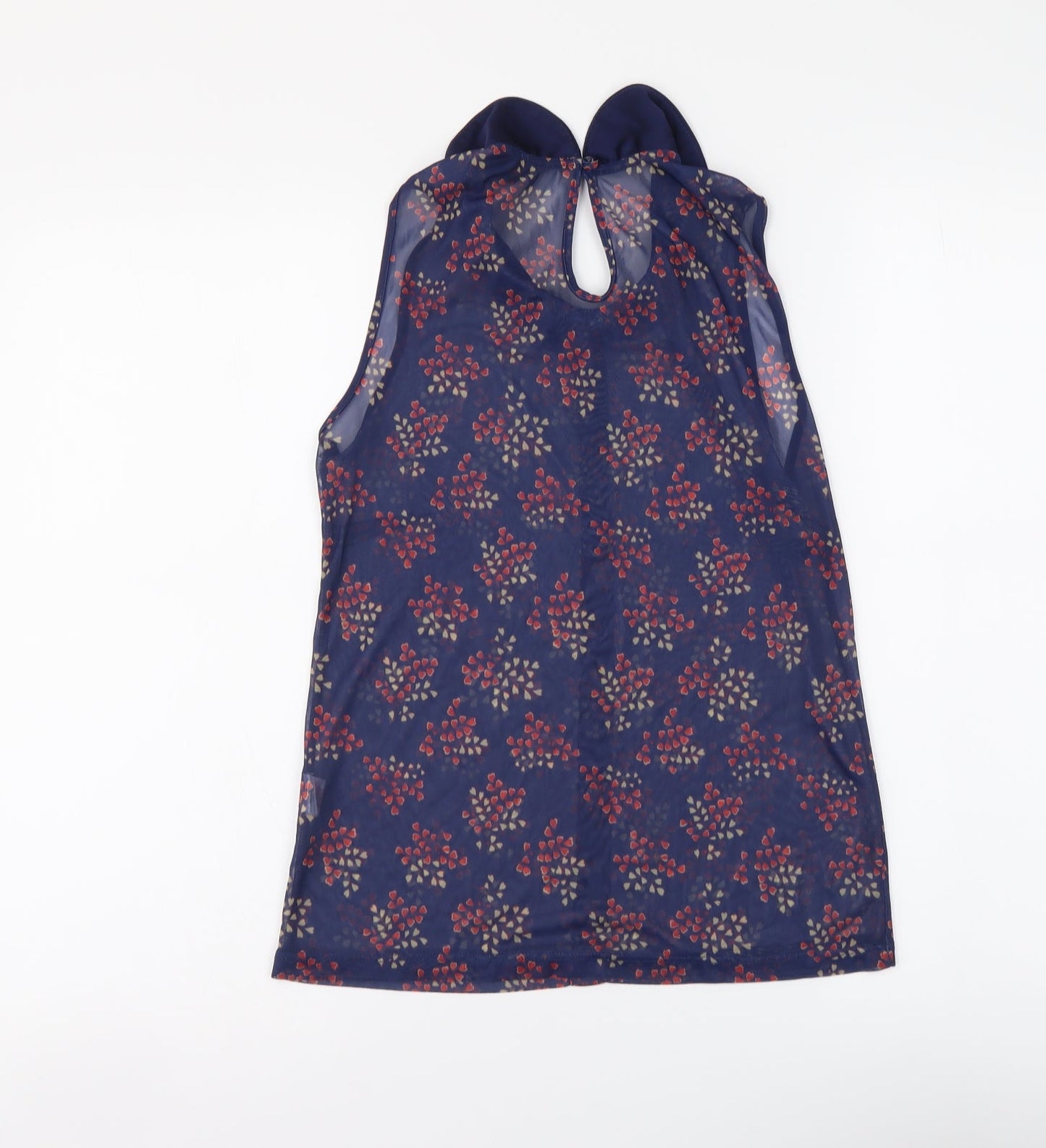 Atmosphere Womens Blue Geometric Polyester Basic Tank Size 10 Collared