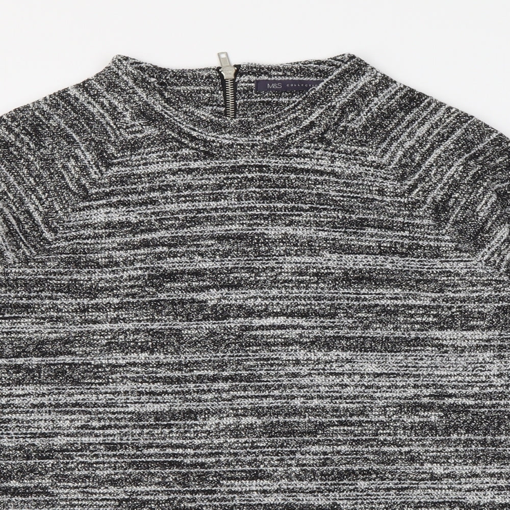 Marks and Spencer Womens Grey Polyester Basic Blouse Size 12 Round Neck