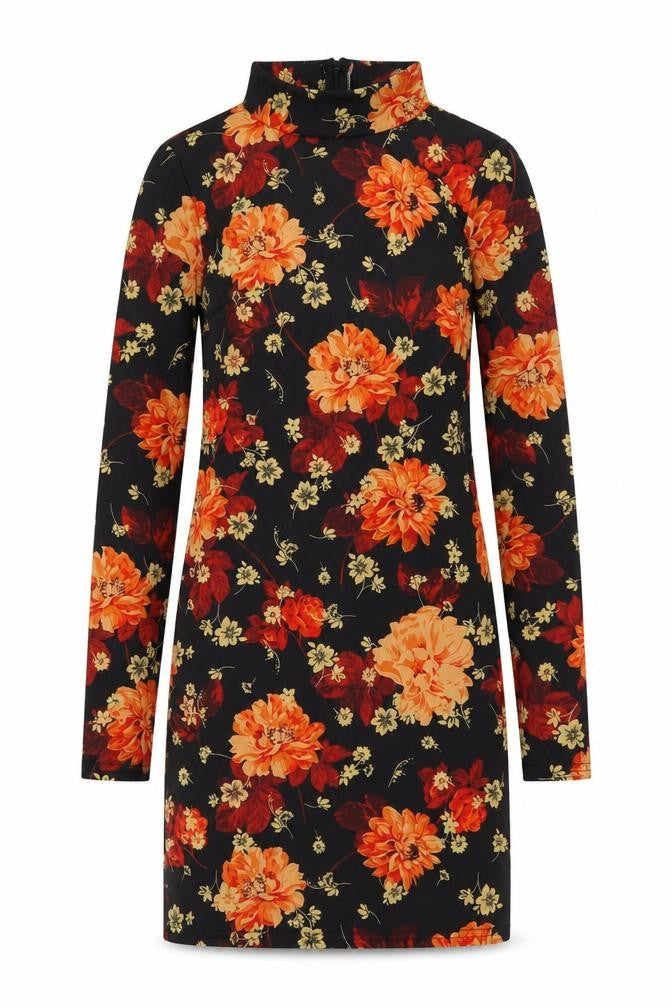 Missguided Womens Beige Floral Polyester Bodycon Size 8 High Neck Zip