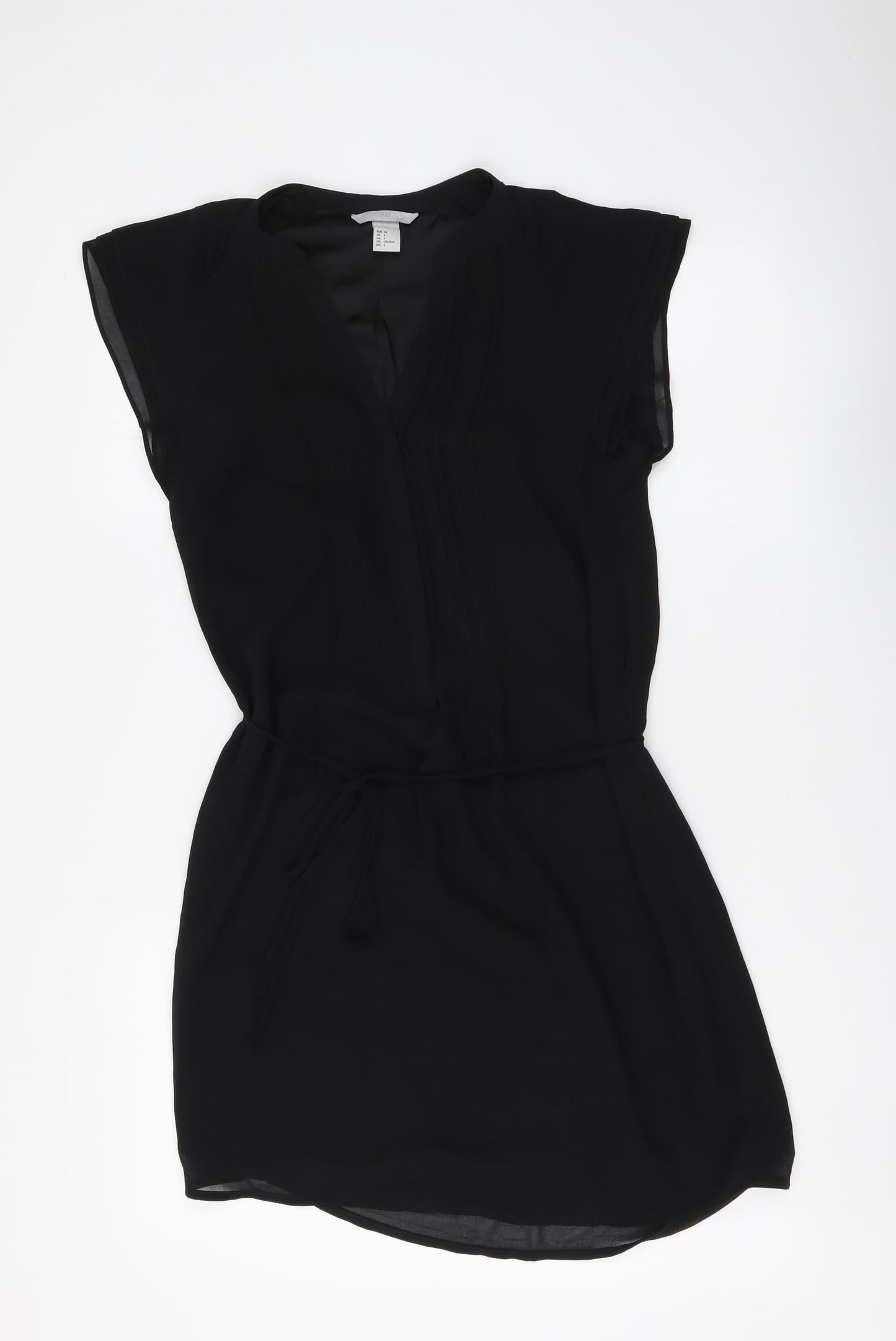 H&M Womens Black Polyester A-Line Size XS V-Neck Pullover
