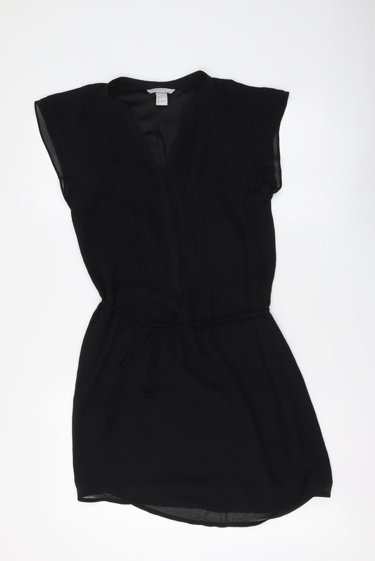 H&M Womens Black Polyester A-Line Size XS V-Neck Pullover
