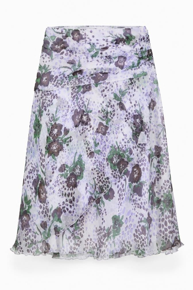 Nougat Womens Purple Floral Polyester A-Line Skirt Size 28 in Zip