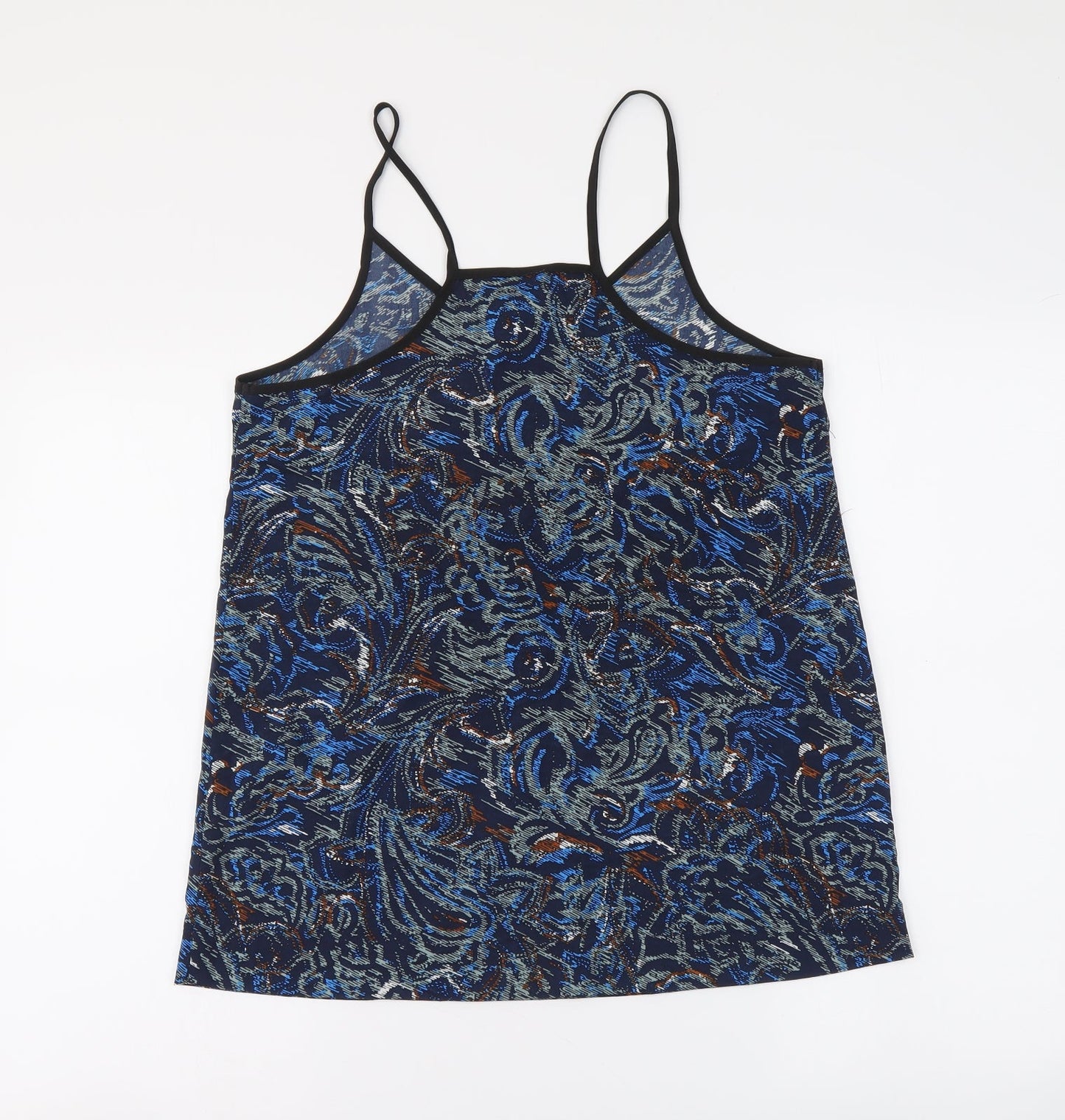 VERO MODA Womens Blue Geometric Polyester Basic Tank Size M V-Neck