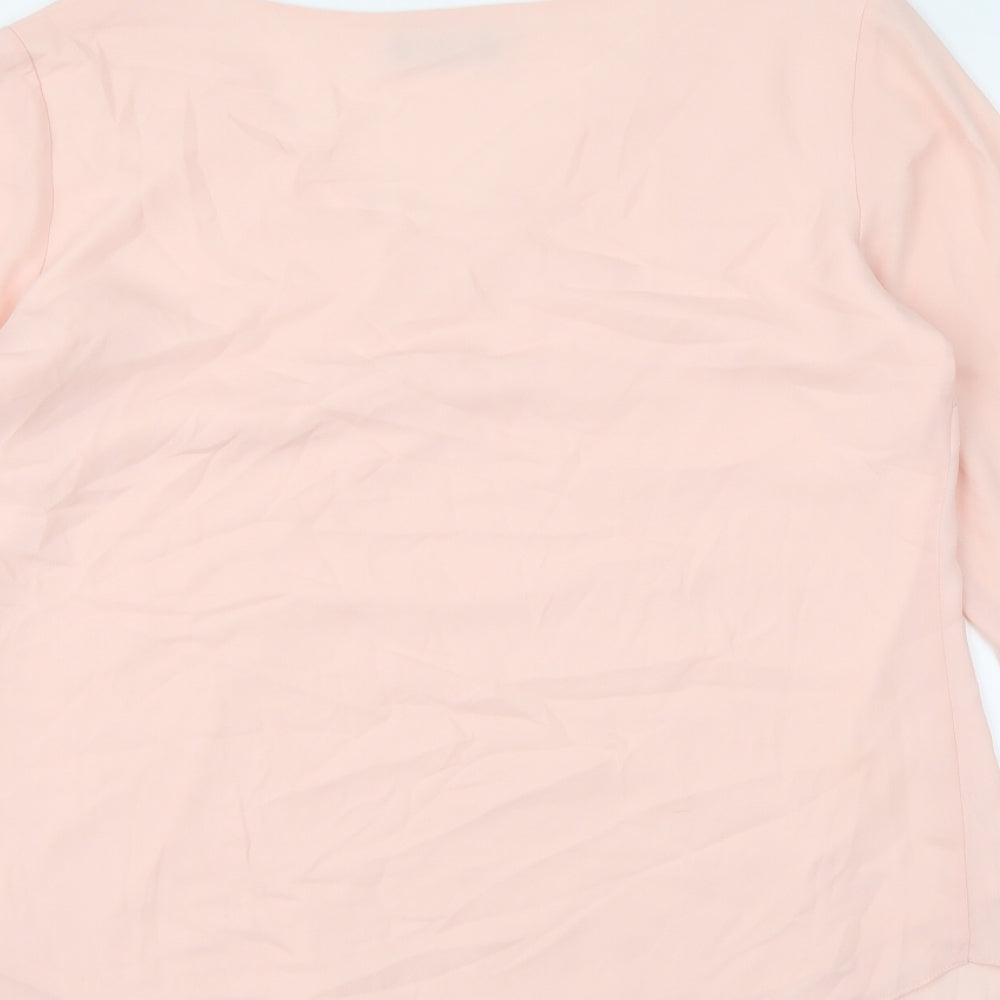 Wallis Womens Pink Polyester Basic Blouse Size 10 V-Neck