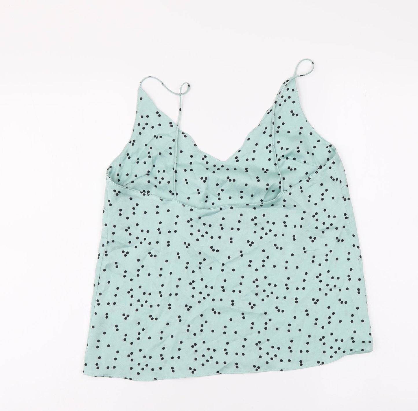 Topshop Womens Green Polka Dot Polyester Camisole Tank Size 8 V-Neck