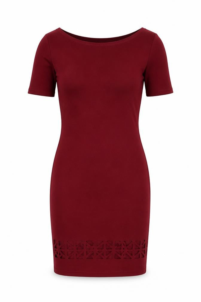 Boohoo Womens Red Polyester Mini Size 4 Round Neck Pullover