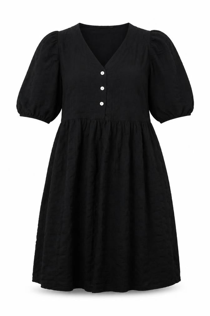 Matalan Womens Black Polyester A-Line Size 10 V-Neck Button
