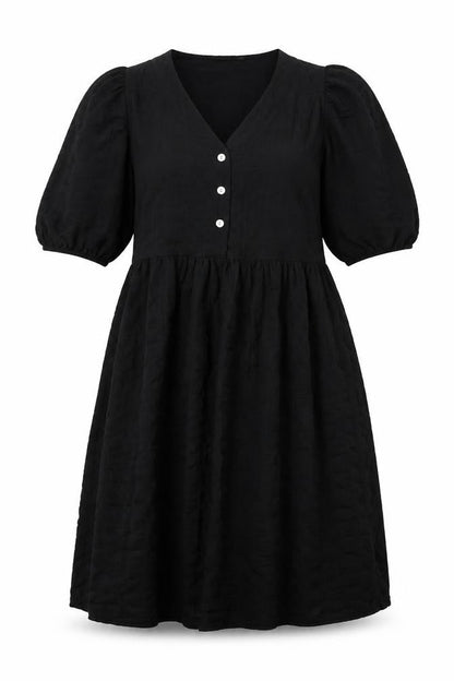Matalan Womens Black Polyester A-Line Size 10 V-Neck Button
