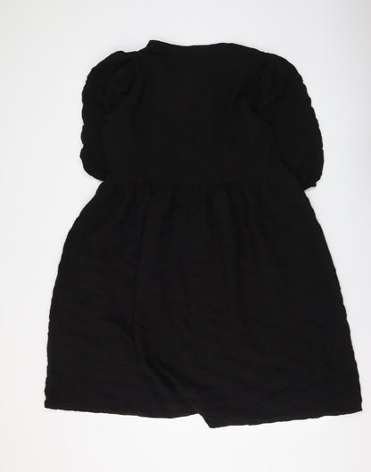 Matalan Womens Black Polyester A-Line Size 10 V-Neck Button