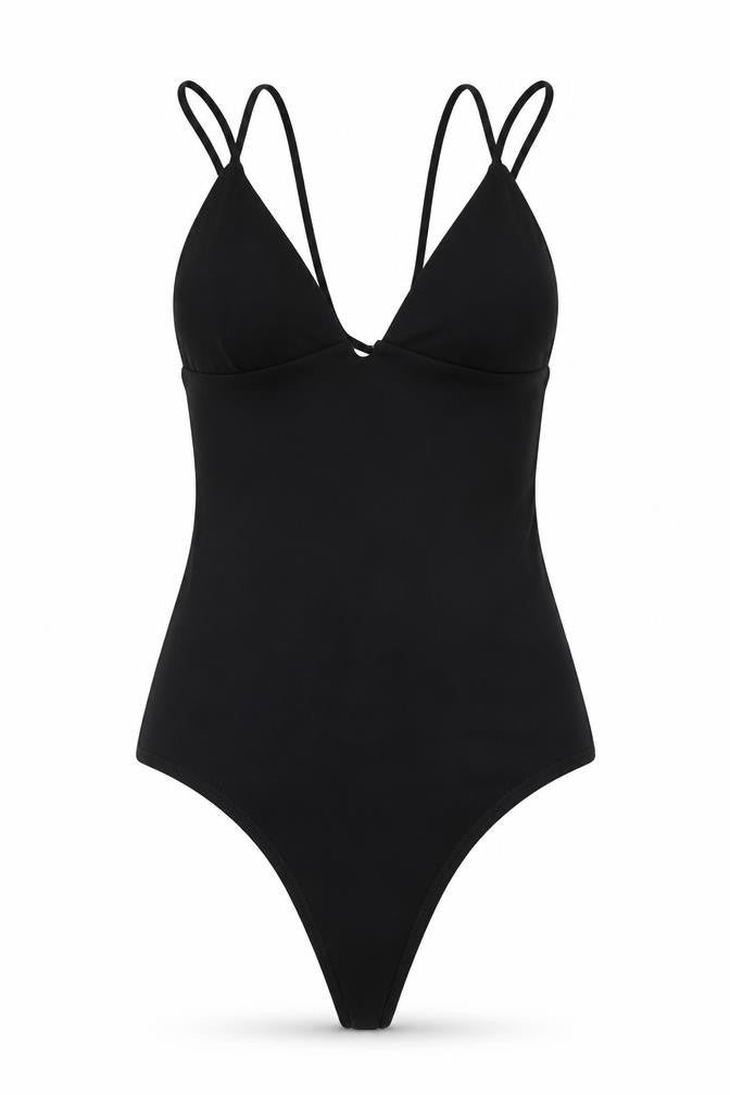 Zara Womens Black Polyester Bodysuit One-Piece Size S Snap