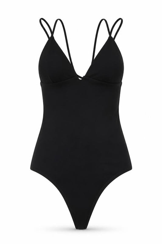 Zara Womens Black Polyester Bodysuit One-Piece Size S Snap