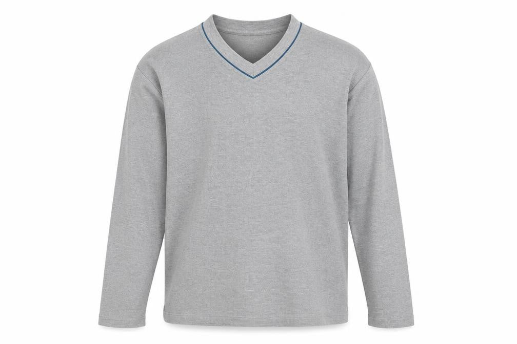 Avenue Mens Grey V-Neck Cotton Pullover Jumper Size M